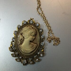 Cameo Pin & Necklace- costume jewelry 📦 20